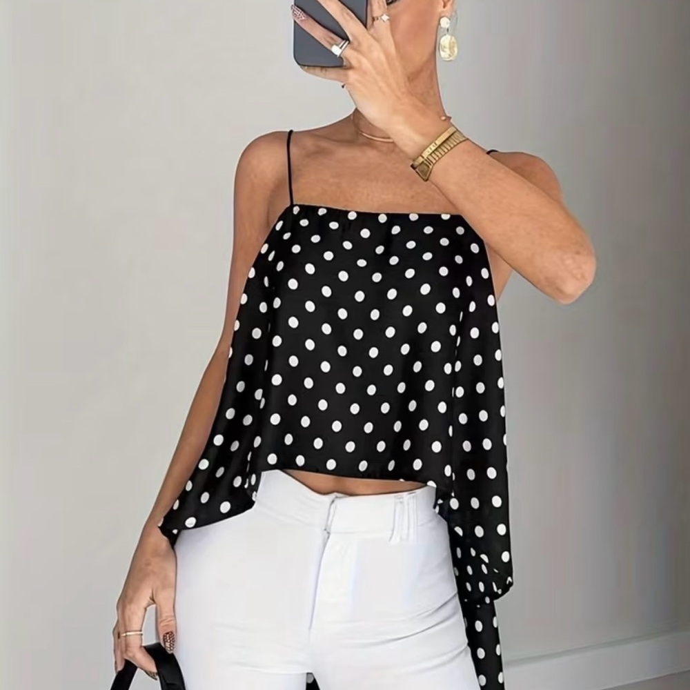 ❤‍🔥HOST PICK ❤‍🔥Polka Dot Spaghetti Strap Open Back Top